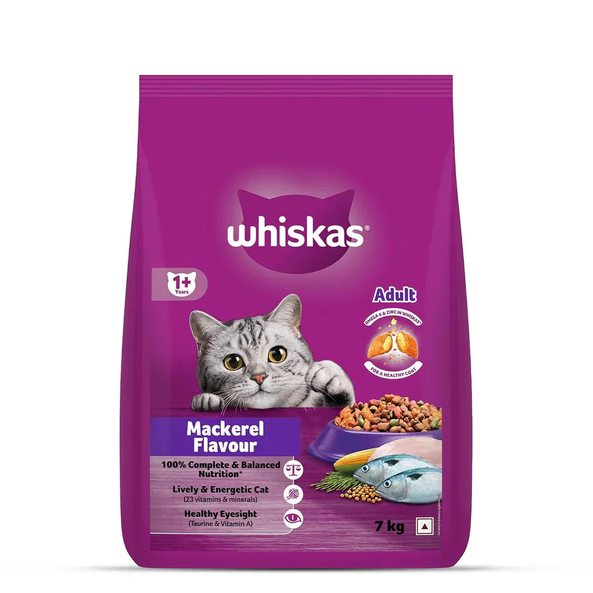 Whiskas Mackerel Dry Cat Food - All Breeds Adult (1+ year) - Zigly