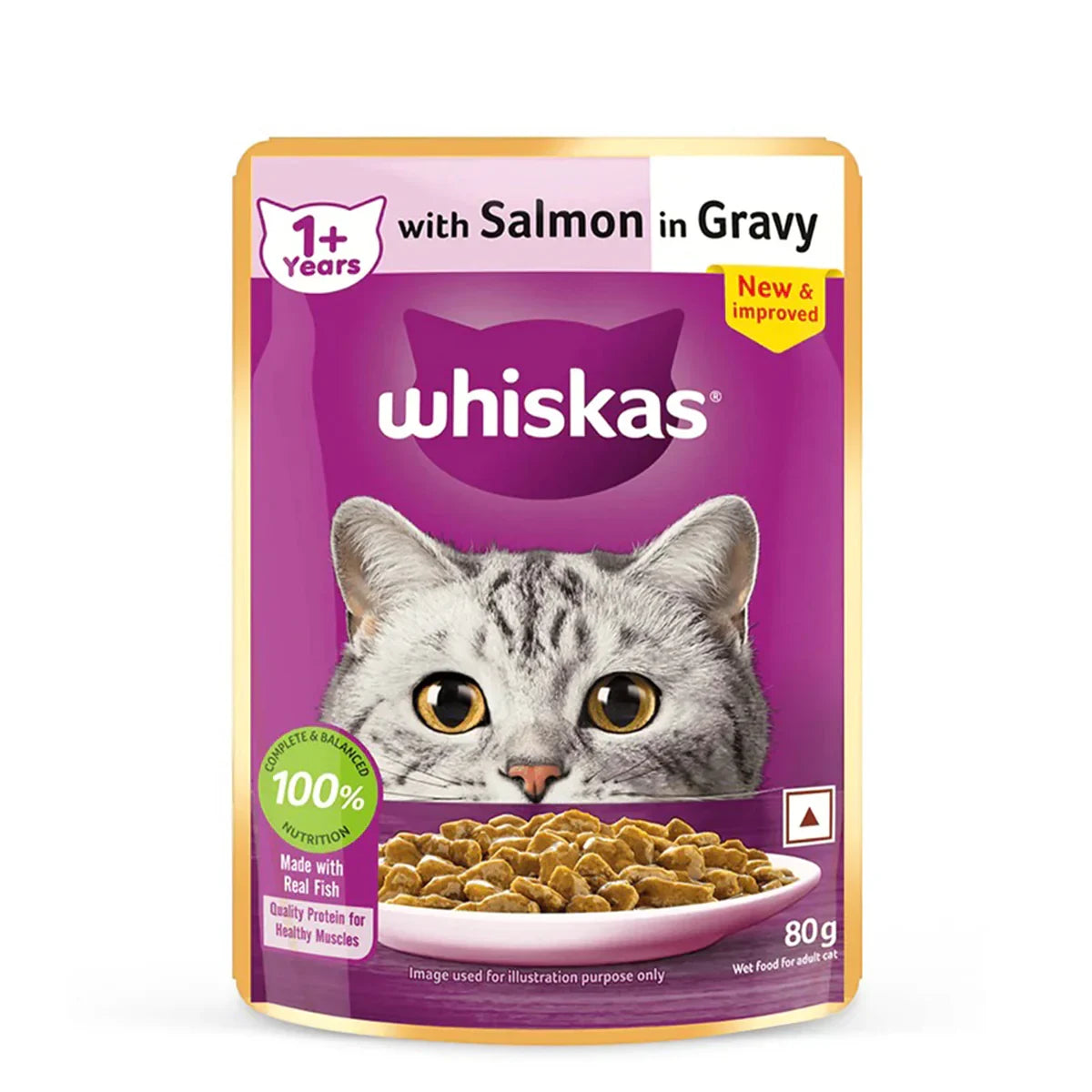 Whiskas Adult Salmon In Gravy Wet Cat Food - 80g - Zigly