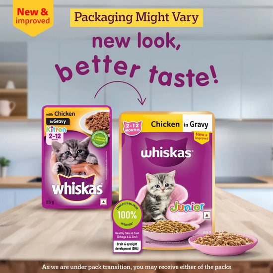 Whiskas Kitten Chicken in Gravy Wet Food - 80g - Zigly
