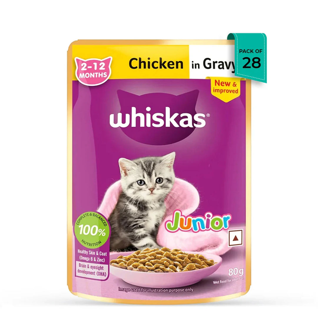 Whiskas Kitten Chicken in Gravy Wet Food - 80g - Zigly