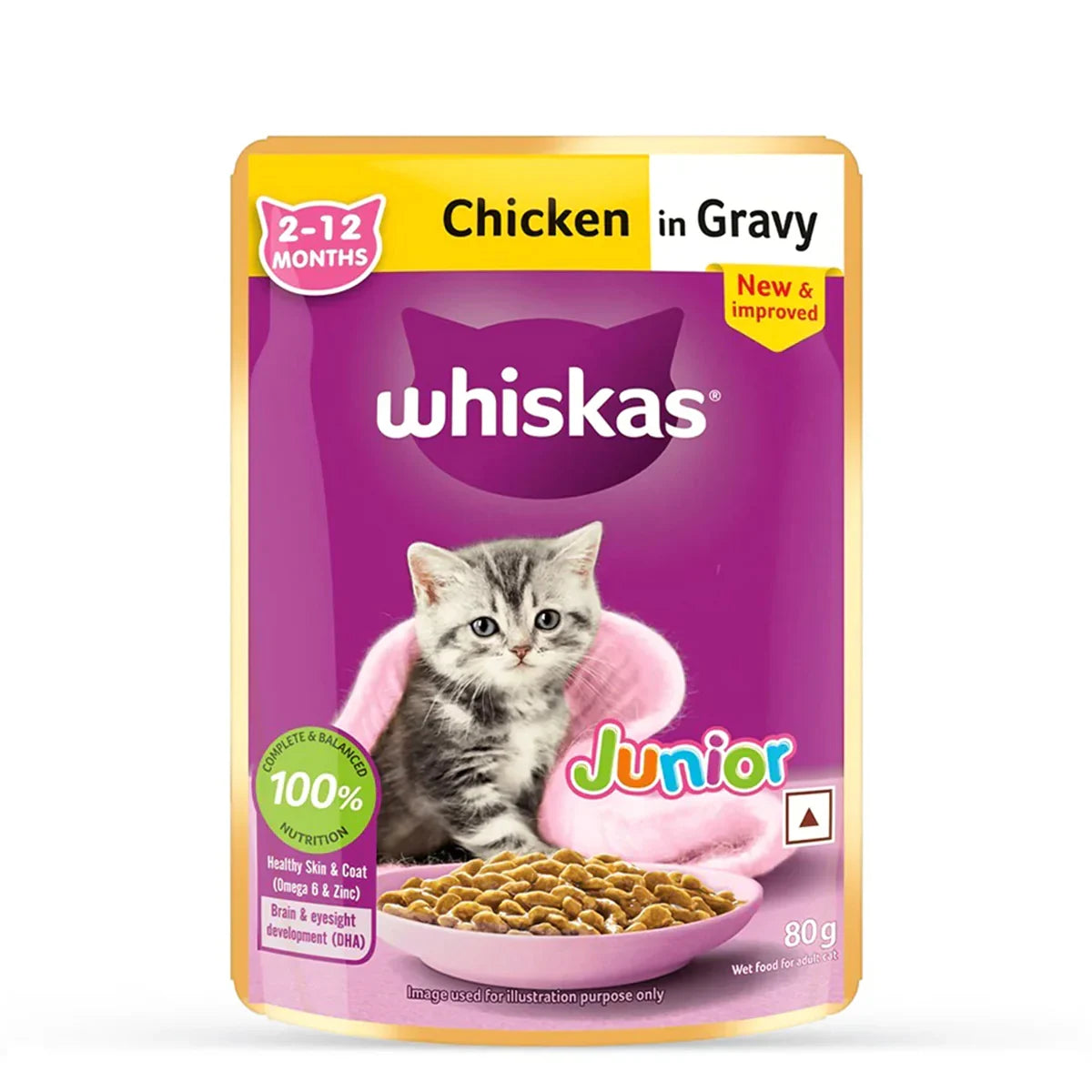 Whiskas Kitten Chicken in Gravy Wet Food - 80g - Zigly