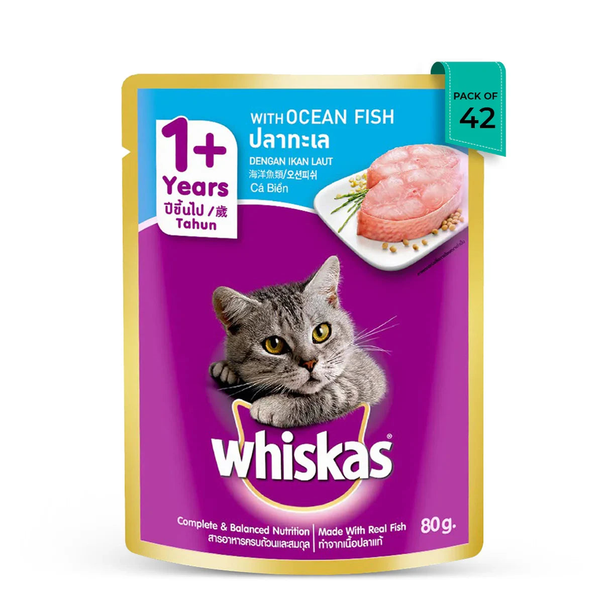 Whiskas Adult Ocean Fish Wet Cat Food - 85g - Zigly