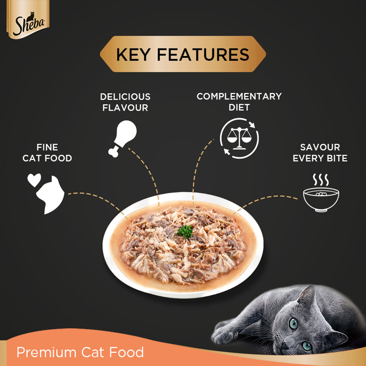 Sheba Rich Premium Chicken With Tuna In Gravy Fine Wet Cat Food - All Breed Adult (+1 Year) - 70g - Zigly