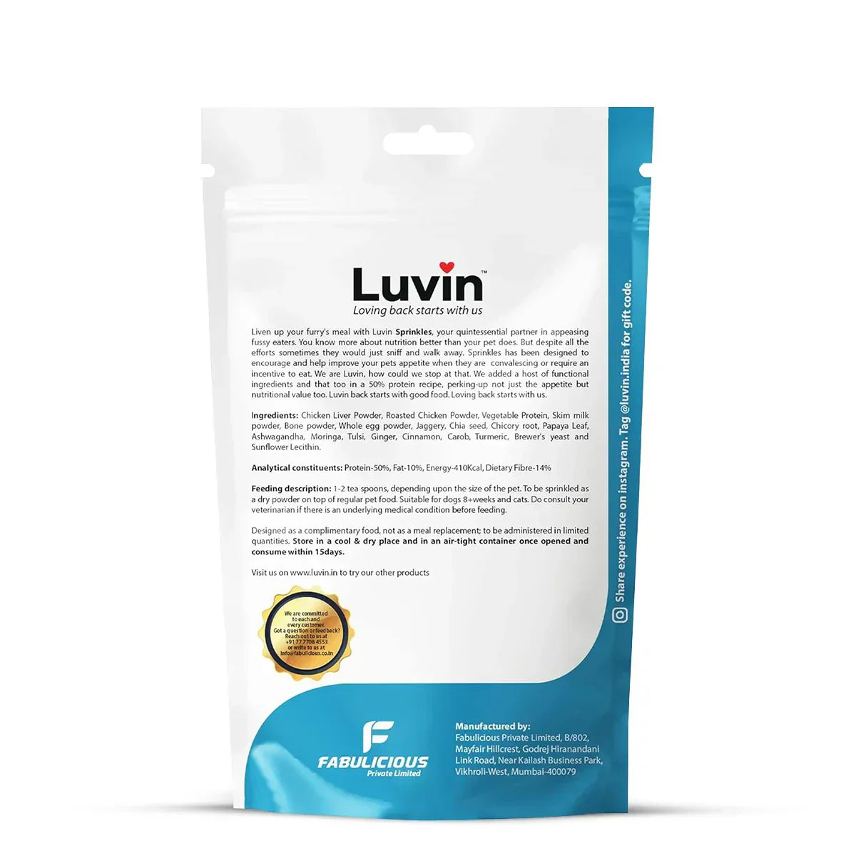 Luvin Herbal Gourmet Food Topper for Dogs & Cats 120gm - Zigly