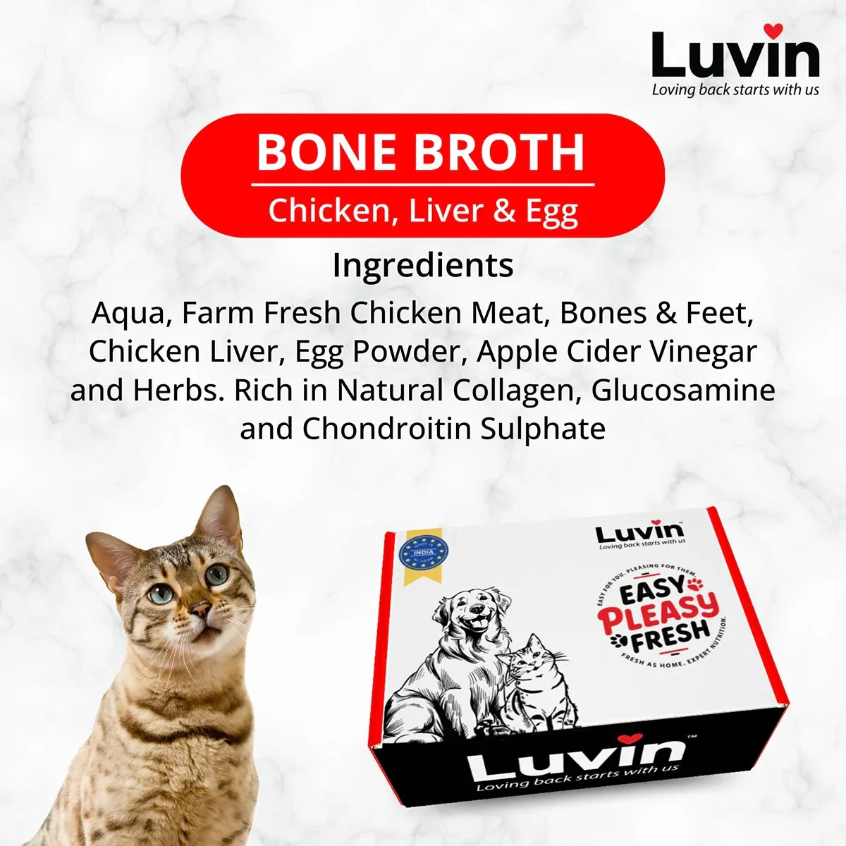 Luvin Chicken Bone Broth for Cats  80ml (Pack of 6) - Zigly