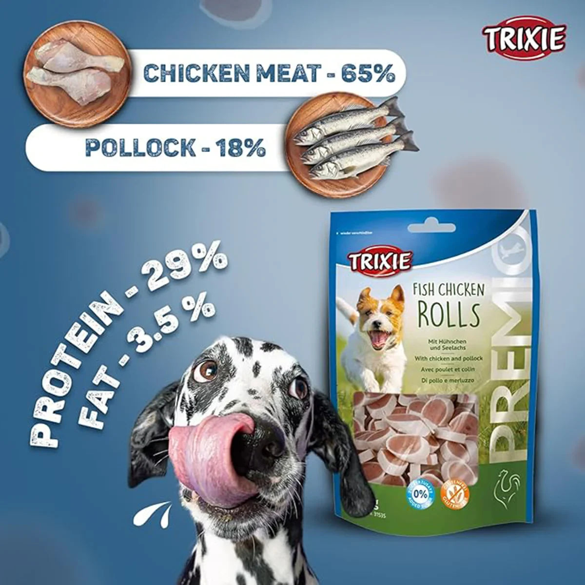 Trixie Premio Fish Chicken Rolls Dog Treat - 75g - Zigly
