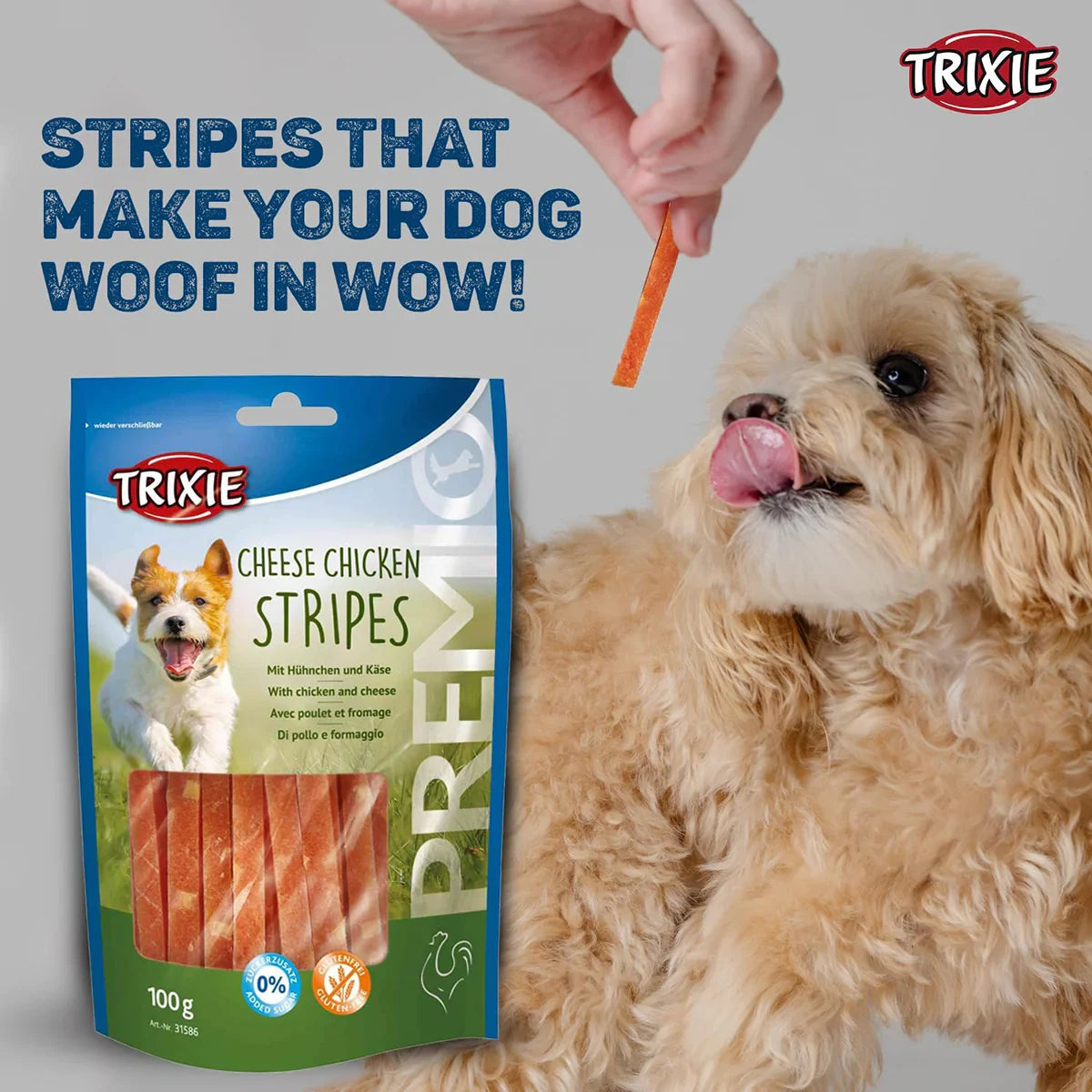 Trixie Premio Cheese Chicken Stripes Dog Treat - 100g - Zigly