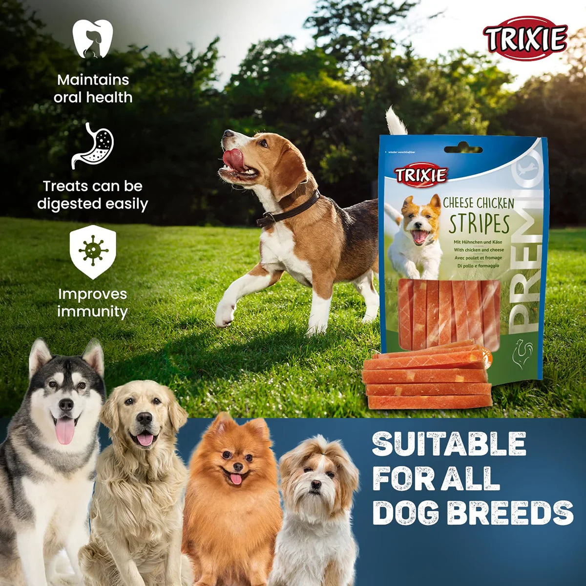 Trixie Premio Cheese Chicken Stripes Dog Treat - 100g - Zigly