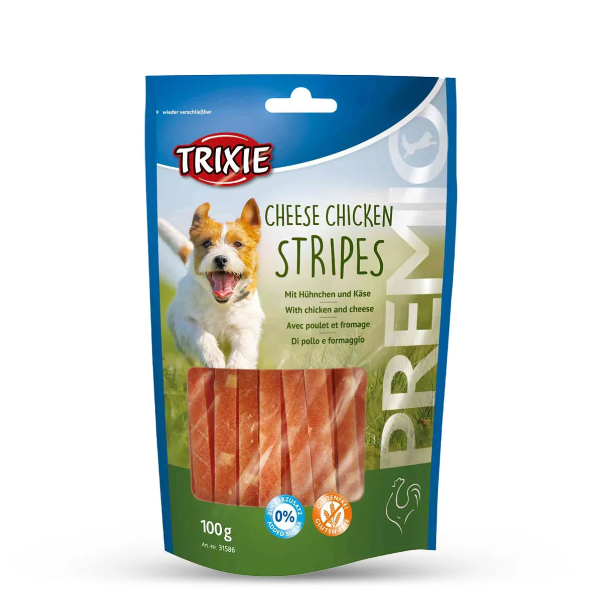 Trixie Premio Cheese Chicken Stripes Dog Treat - 100g - Zigly