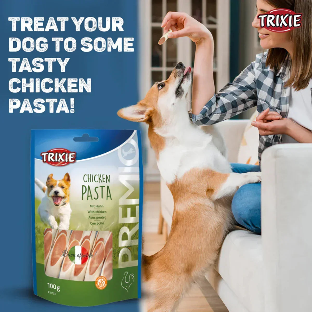 Trixie Premio Chicken Pasta Dog Treat - 100g - Zigly