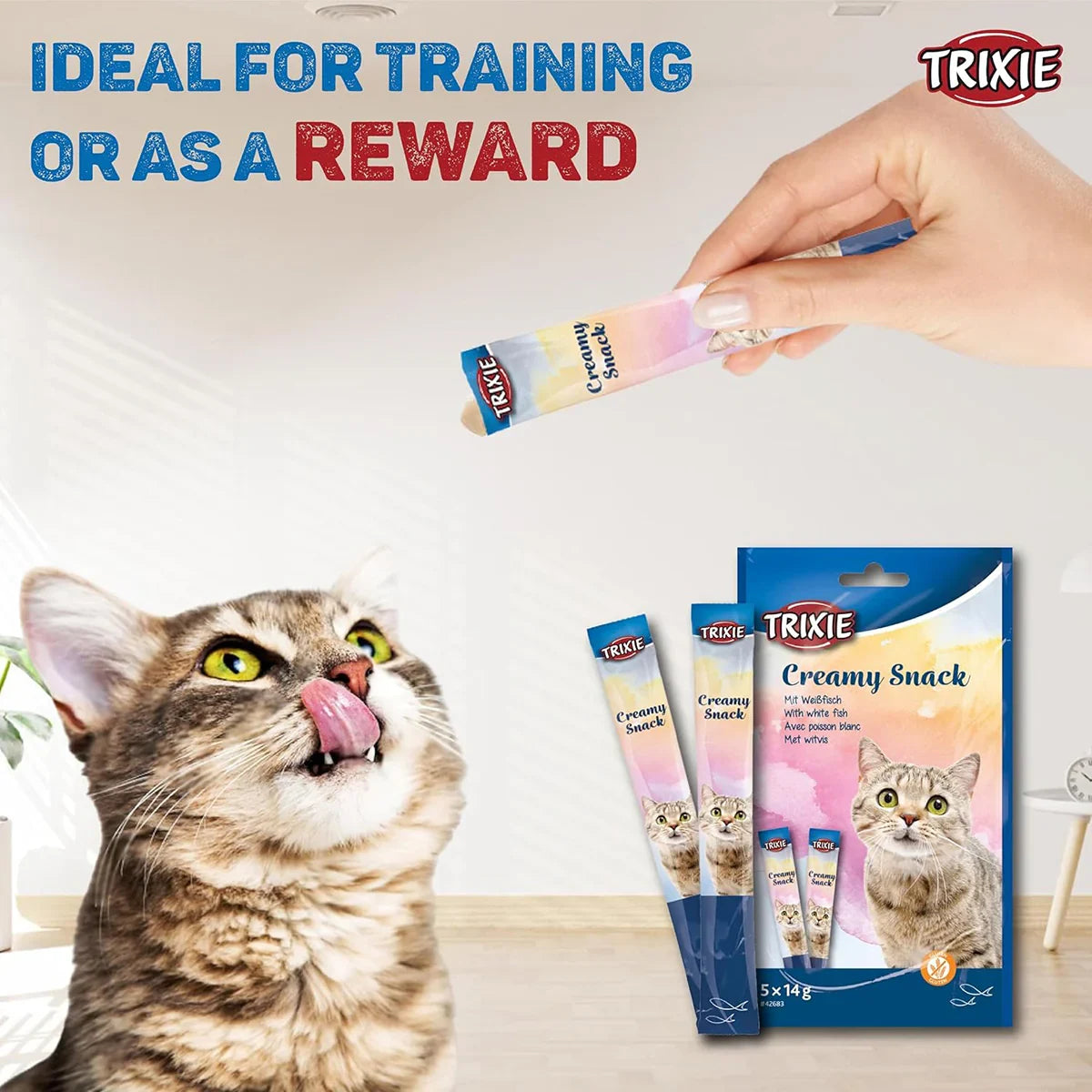 Trixie Creamy Snack With White Fish Cat Treat - 5 × 14g - Zigly