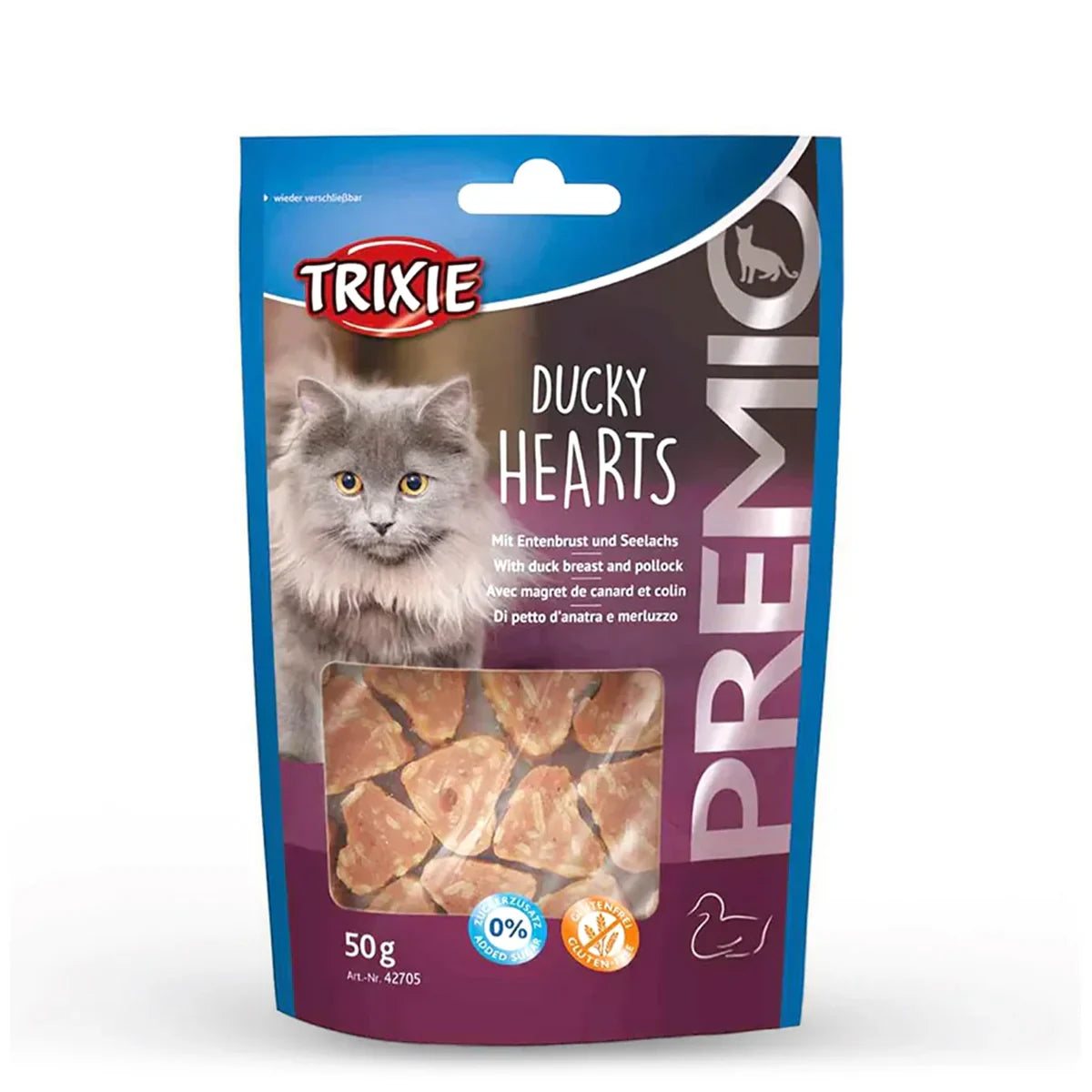 Trixie Premio Ducky Hearts Cat Treat - 50g - Zigly
