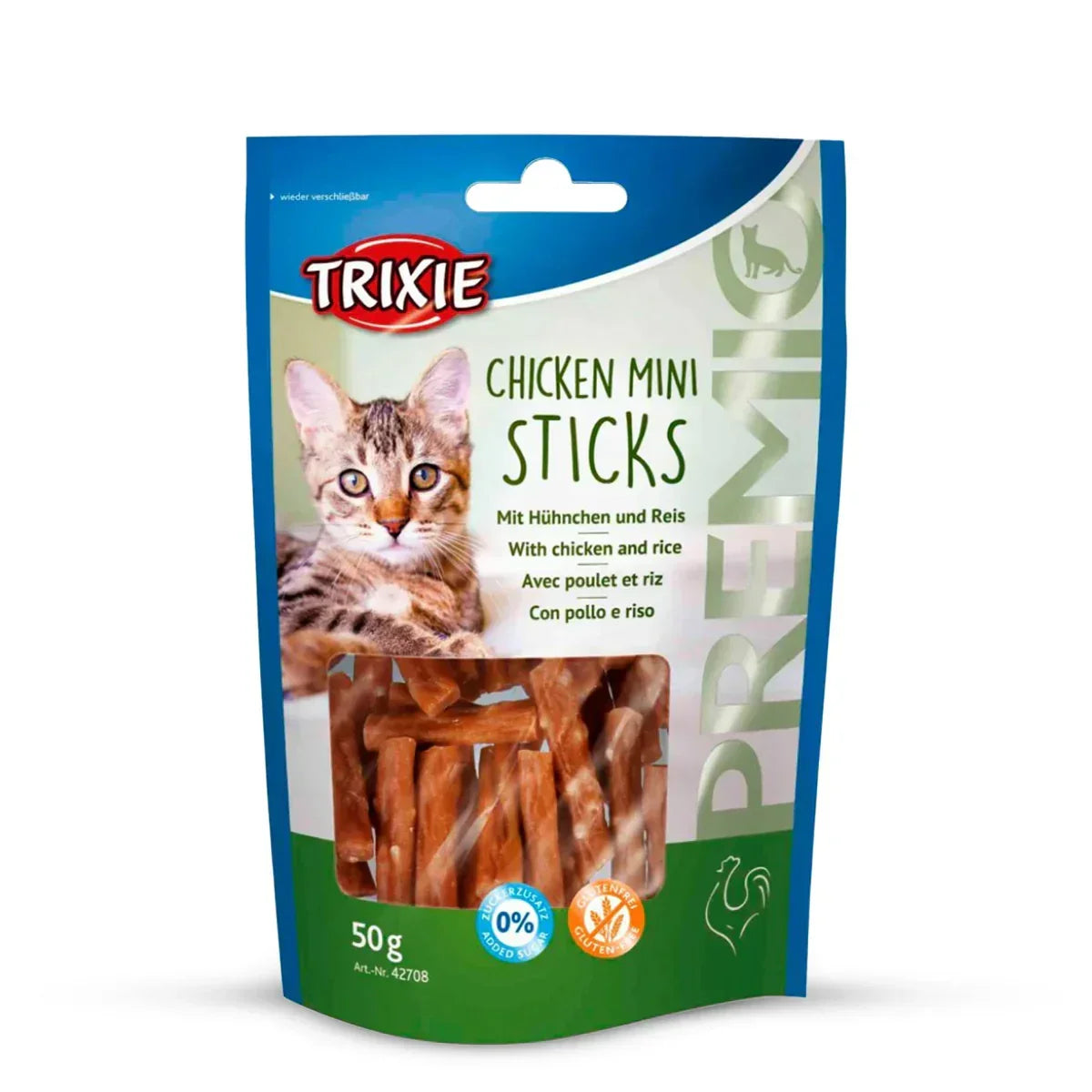 Trixie Premio Chicken Mini Sticks Cat Treat - 50g - Zigly