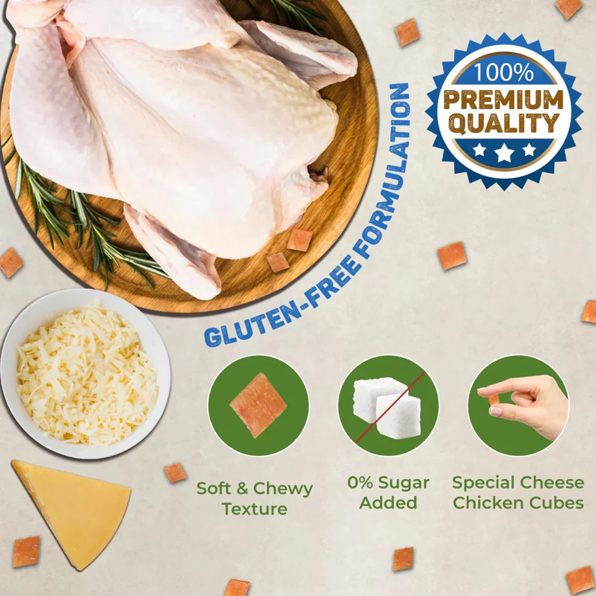 Trixie Premio Cheese Chicken Cubes Cat Treat - 50g - Zigly