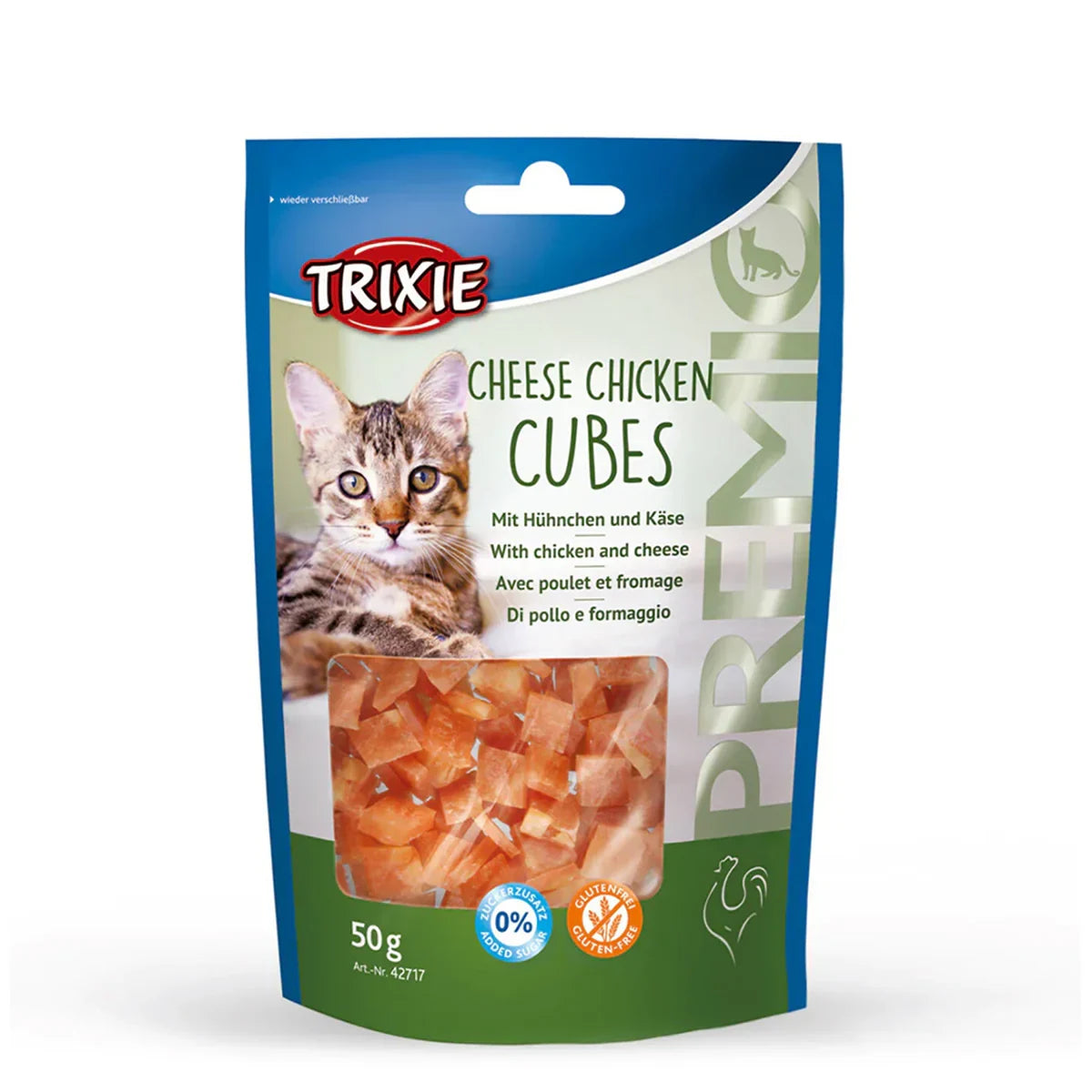 Trixie Premio Cheese Chicken Cubes Cat Treat - 50g - Zigly