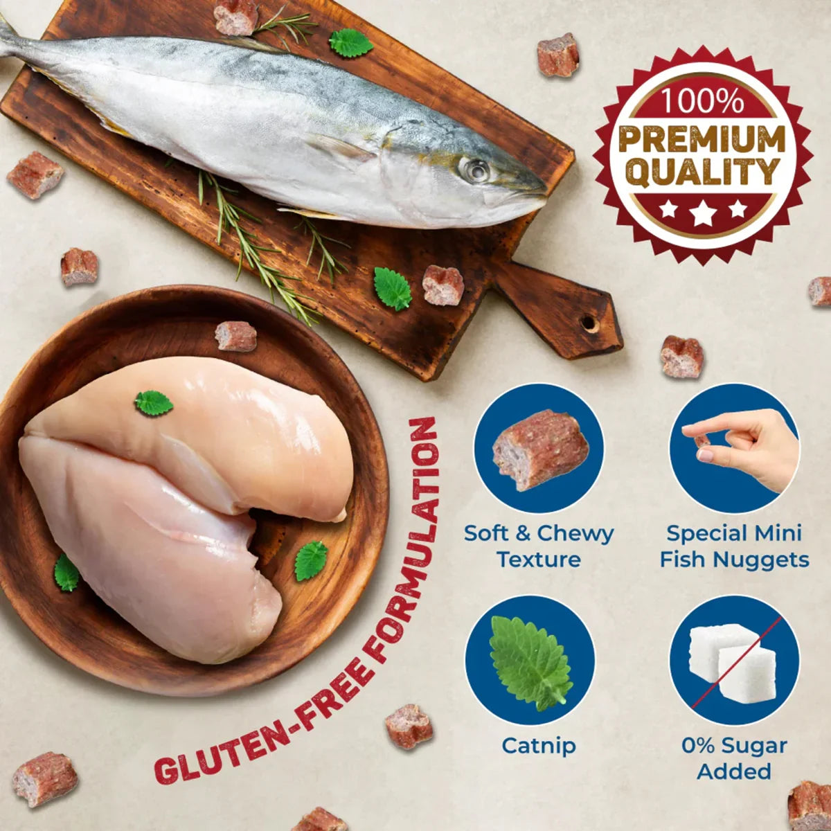 Trixie Premio Trainer Snack Mini Fish Nuggets Cat Treat - 50g - Zigly