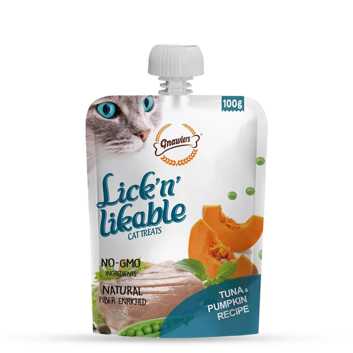 Gnawlers Lick n Lickeble Tuna Pumpkin Recipe Cat Treat - 100g - Zigly