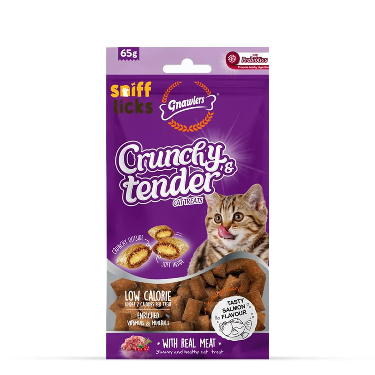 Gnawlers Crunchy Tenders Salmon Flavour Cat Treat - 65g - Zigly