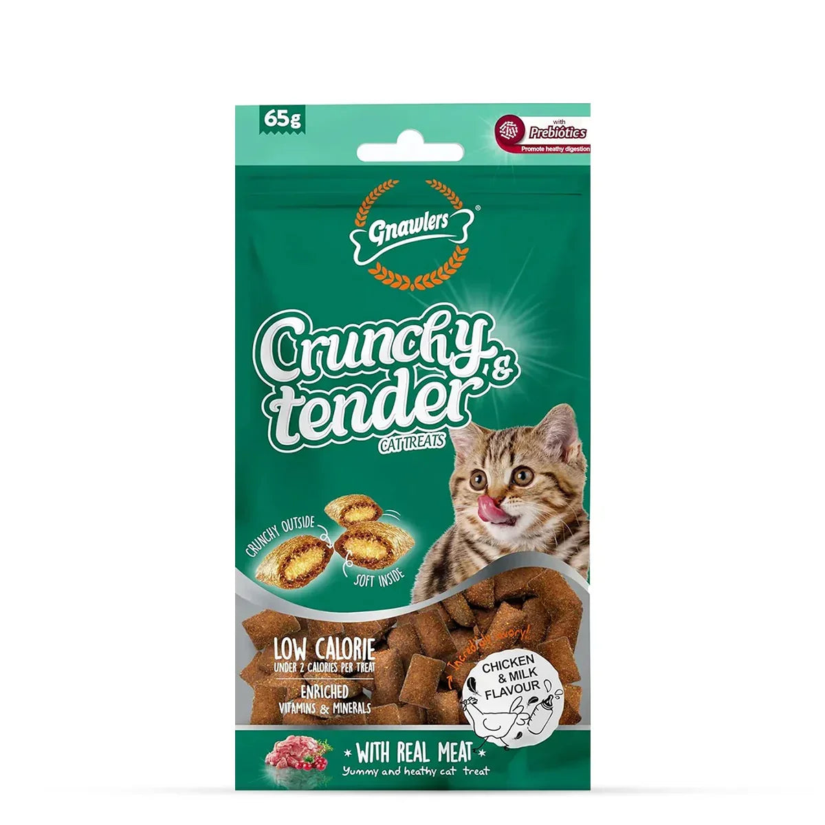 Gnawlers Crunchy Tenders Chicken & Milk Flavour Cat Treat - 65g - Zigly