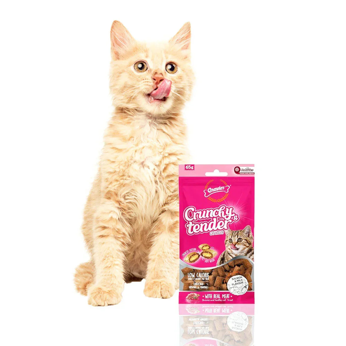 Gnawlers Crunchy Tenders Salmon & Milk Flavour Cat Treat - 65g - Zigly