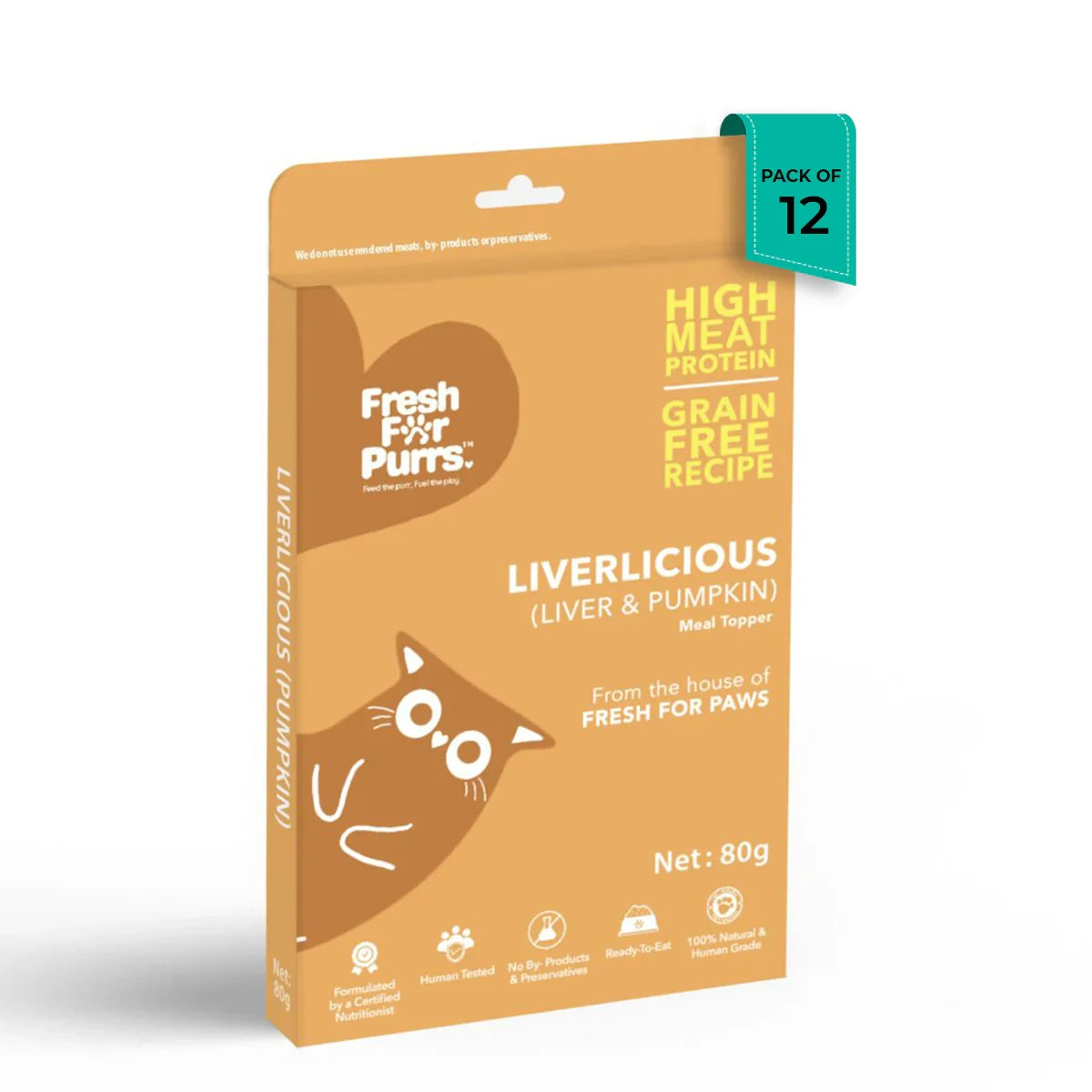 Fresh For Purr Liverlicious ( Pumpkin ) Cat Food Topper - All Breed Adult - 80g - Zigly