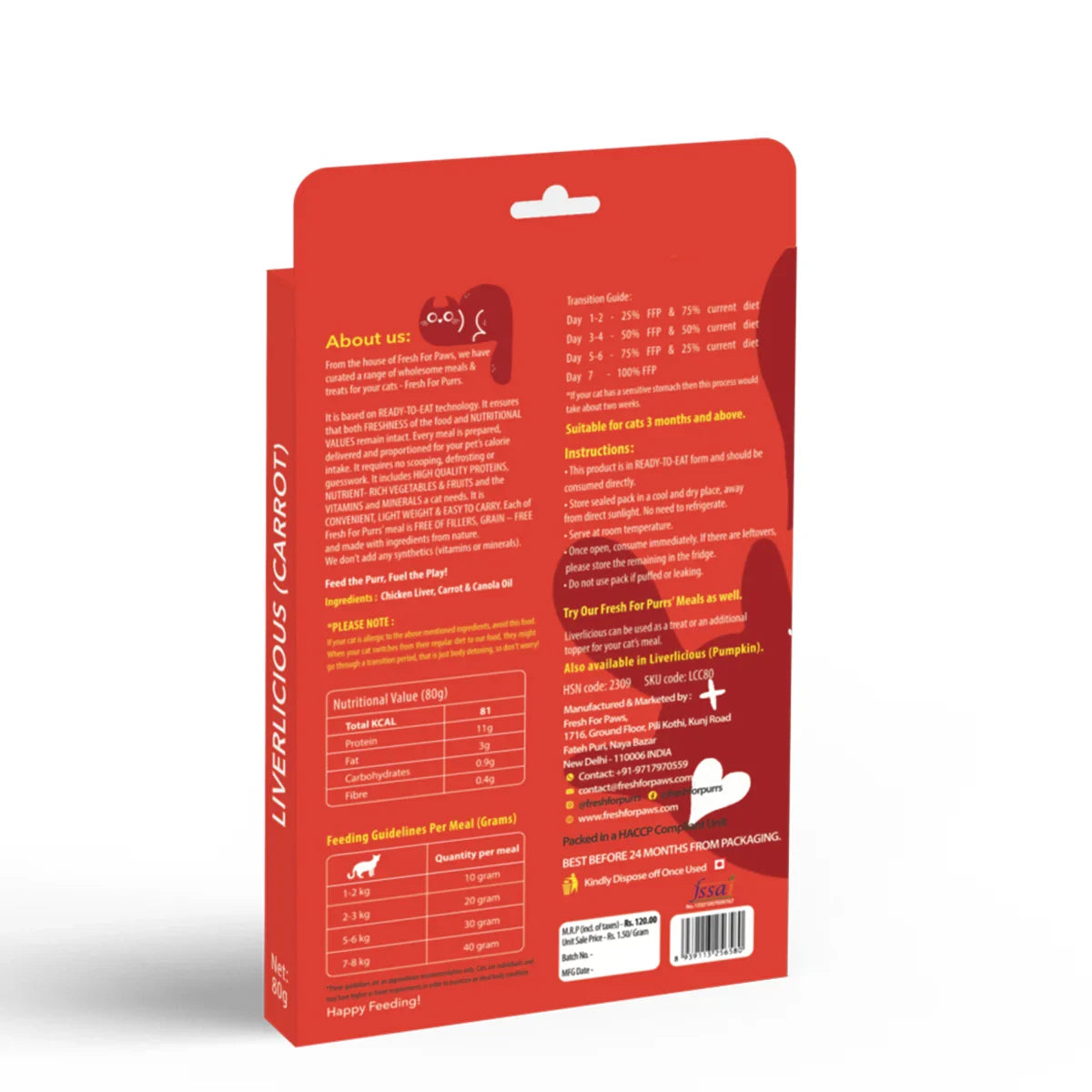 Fresh For Purr Liverlicious ( Carrot ) Cat Food Topper - All Breed Adult - 80g - Zigly