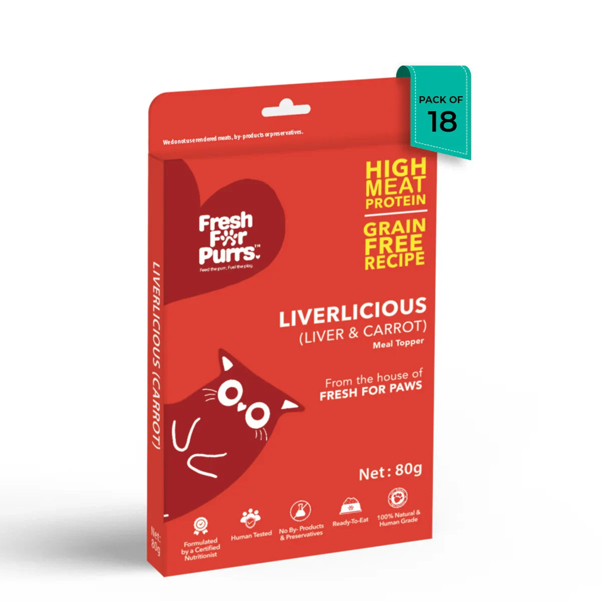 Fresh For Purr Liverlicious ( Carrot ) Cat Food Topper - All Breed Adult - 80g - Zigly