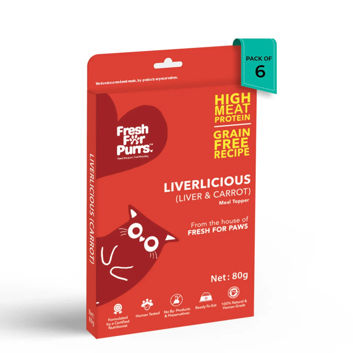 Fresh For Purr Liverlicious ( Carrot ) Cat Food Topper - All Breed Adult - 80g - Zigly