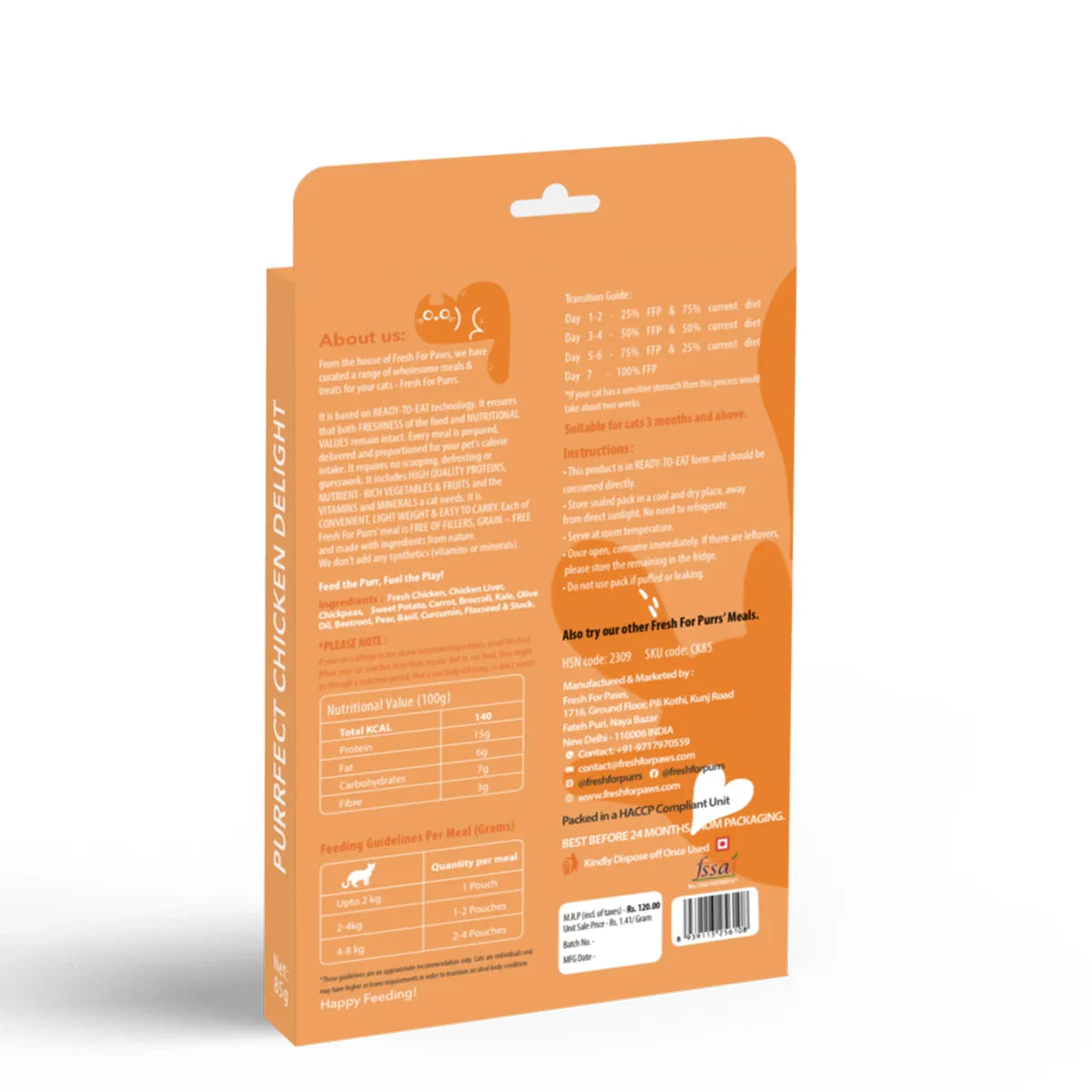 Fresh For Purr Purrfect Chicken Delight Wet Cat Food - 85g - Zigly