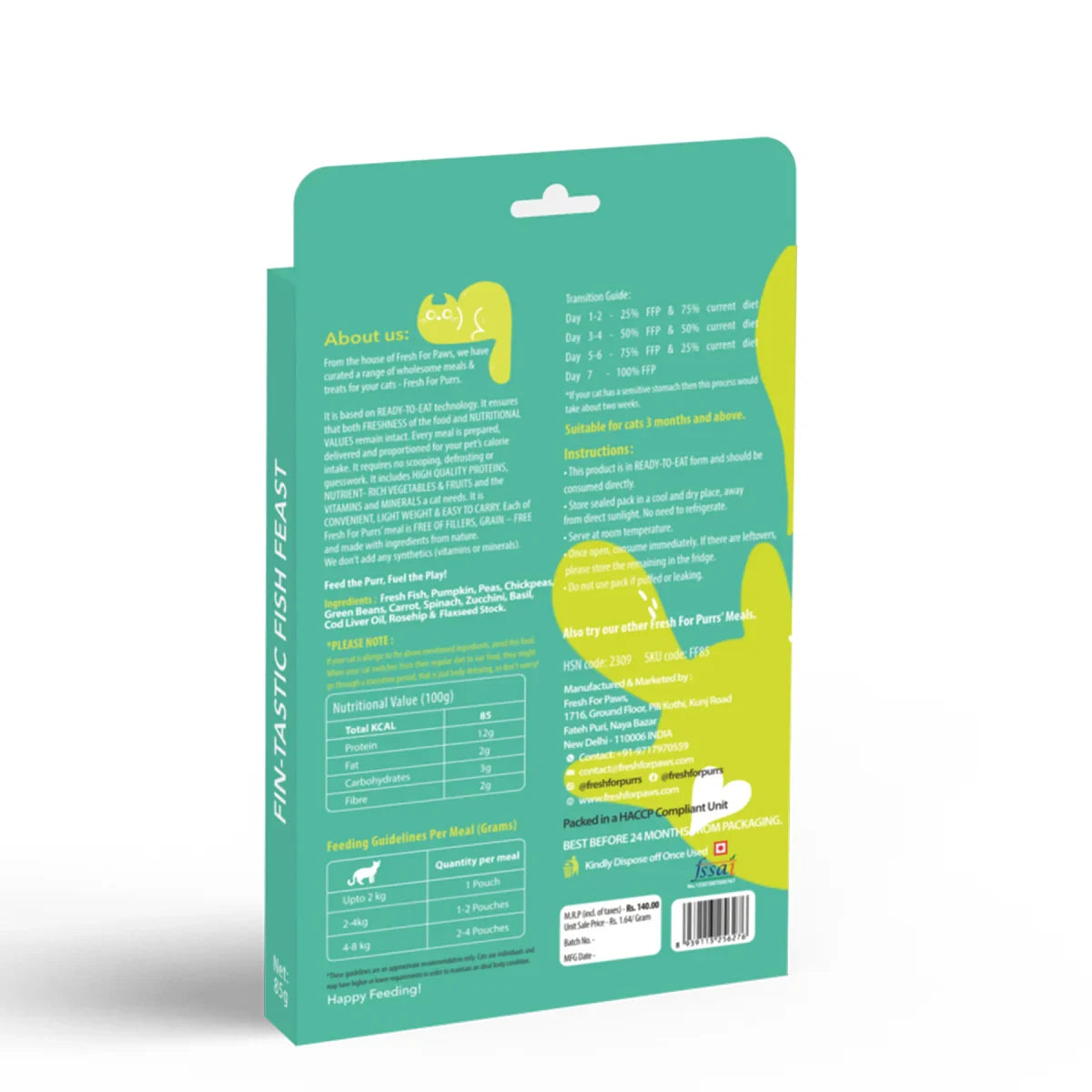 Fresh For Purr Fin-Tastic Fish Feast Wet Cat Food - 85g - Zigly