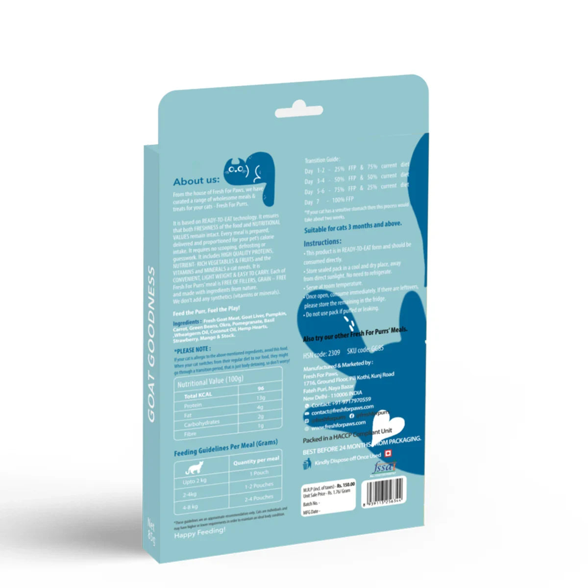 Fresh For Purr Goat Goodness Wet Cat Food - All Breed Adult - 85g - Zigly