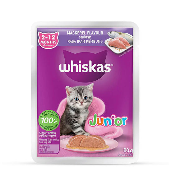 Whiskas Junior Mackerel Flavour Kitten (2-12 Months) Wet Cat Food - 70g - Zigly