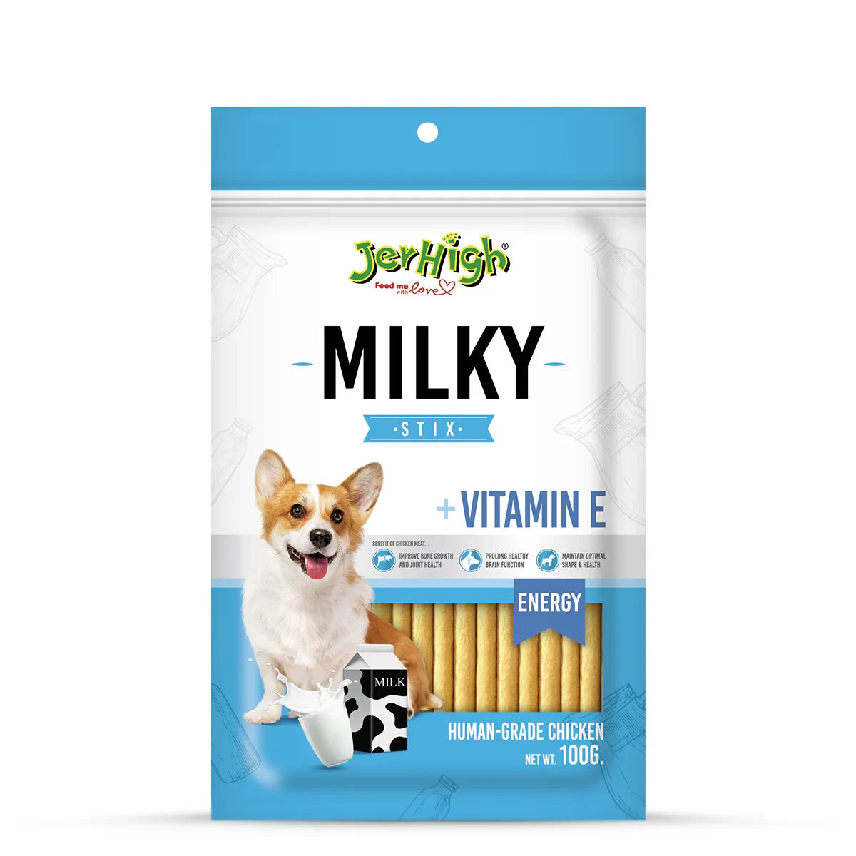 JerHigh Milk Stix Dog Meaty Treat - 100g - Zigly