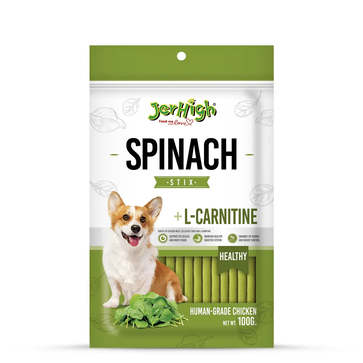 JerHigh Spinach Dog Meaty Treat - 100g - Zigly