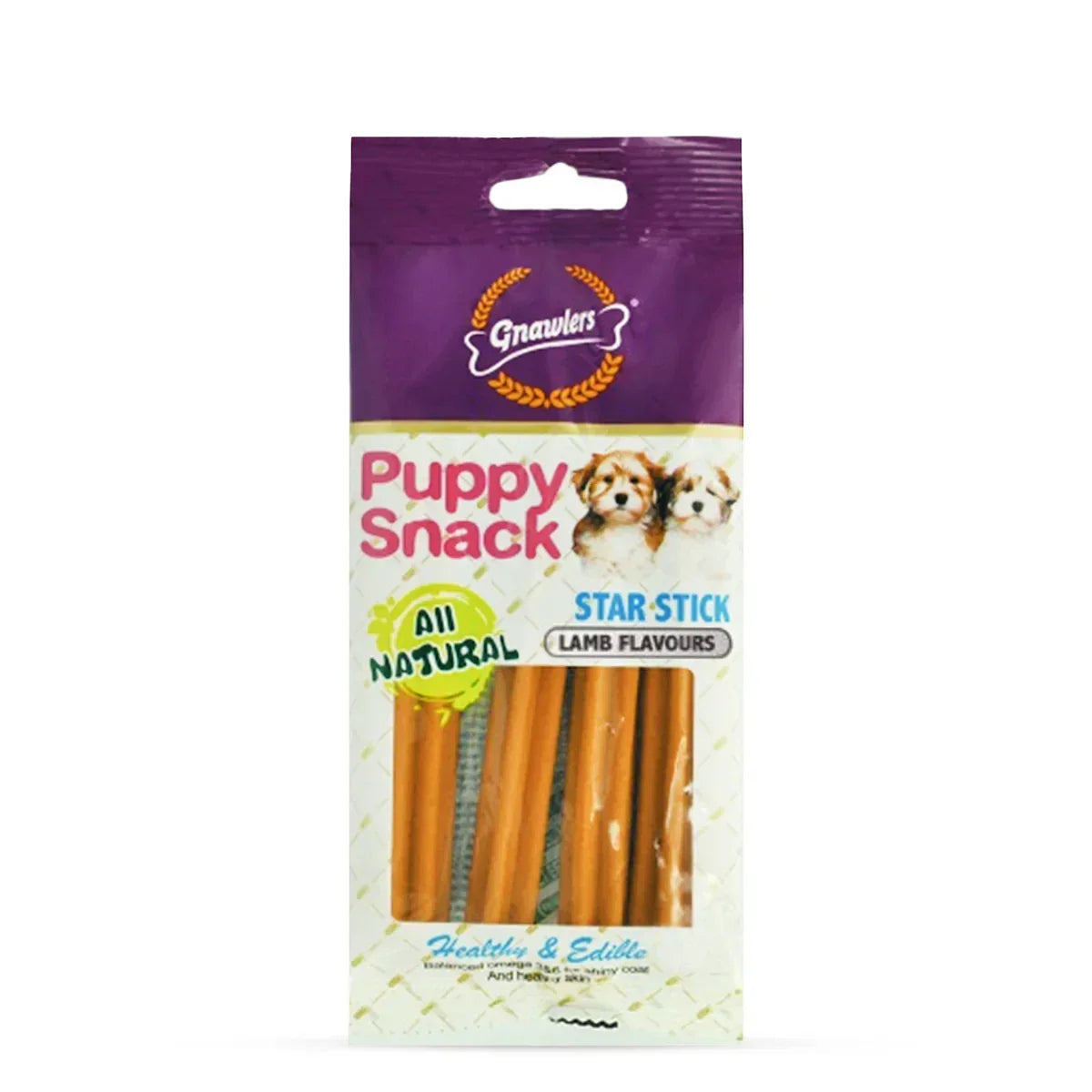 Gnawlers Puppy Snack Star Stick Lamb Flavor Puppy Treat - 80g - Zigly