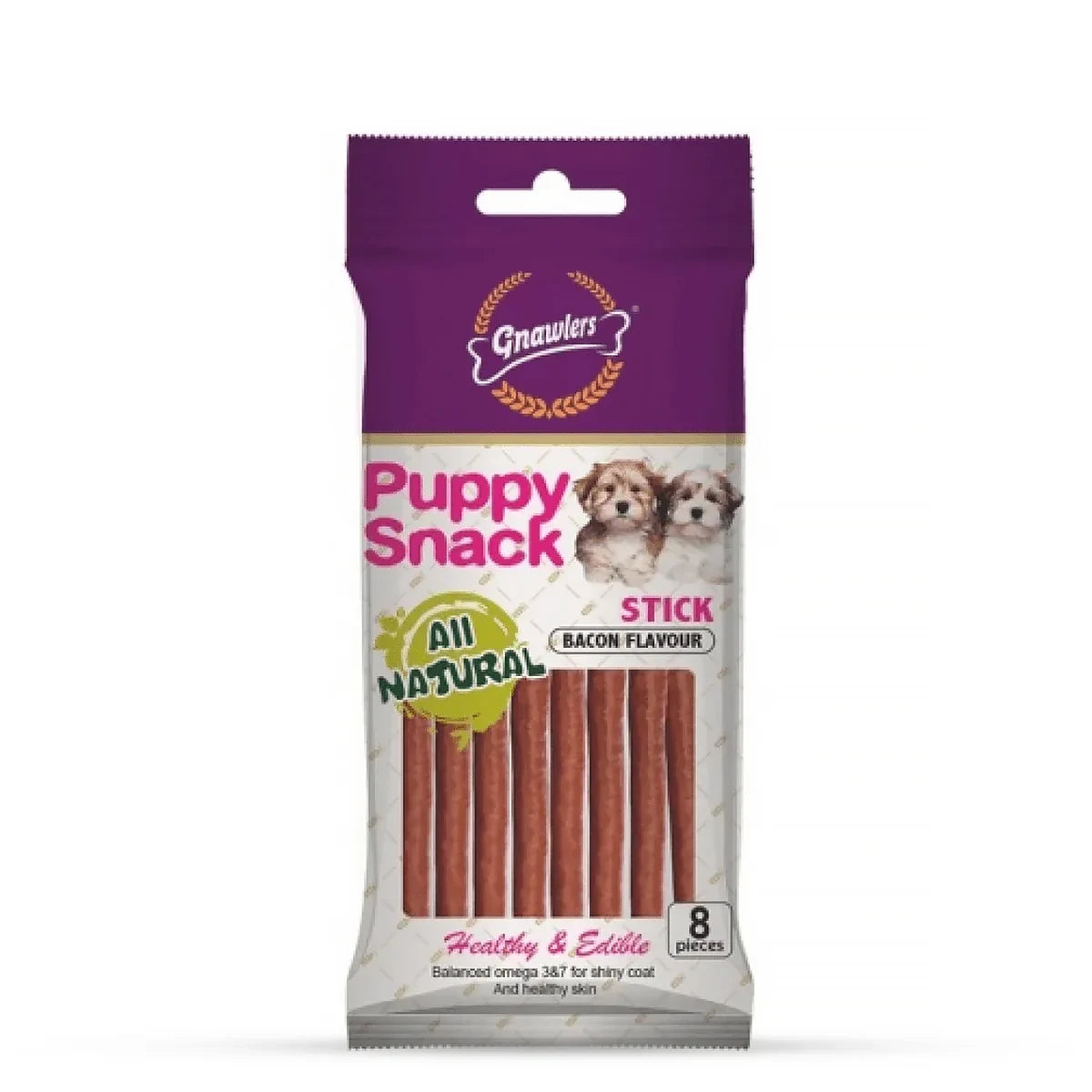 Gnawlers Puppy Snack Stick Bacon Flavor Puppy Treat - 80g - Zigly
