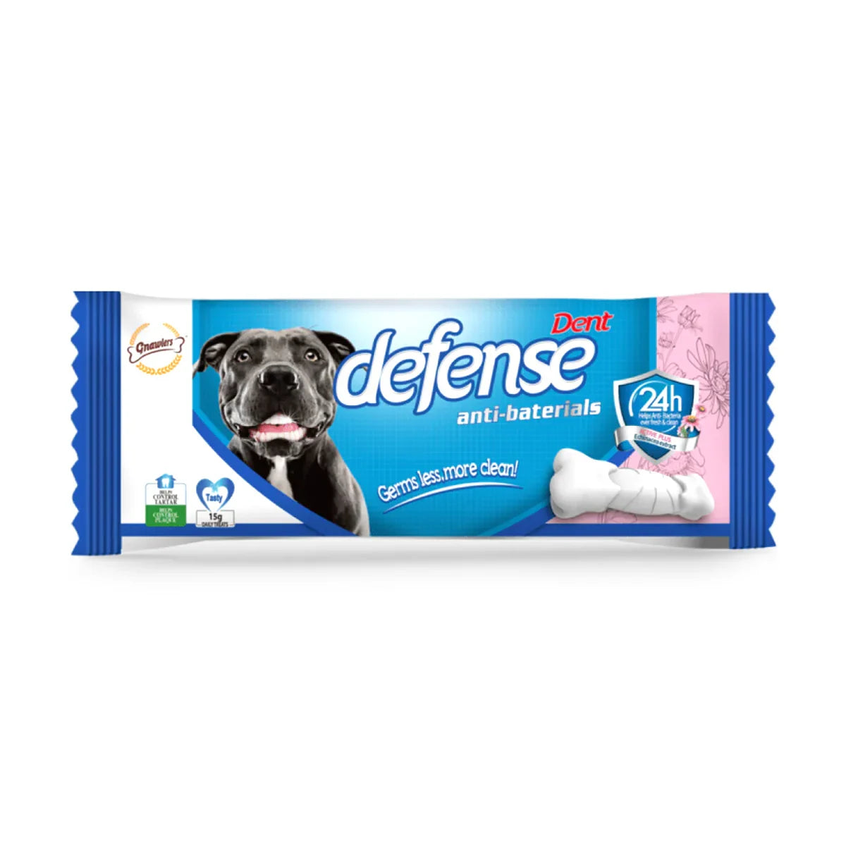 Gnawlers Grain-Free Dent Defense Anti-Bacterial Chew Bone Dog Dental Treat - Zigly