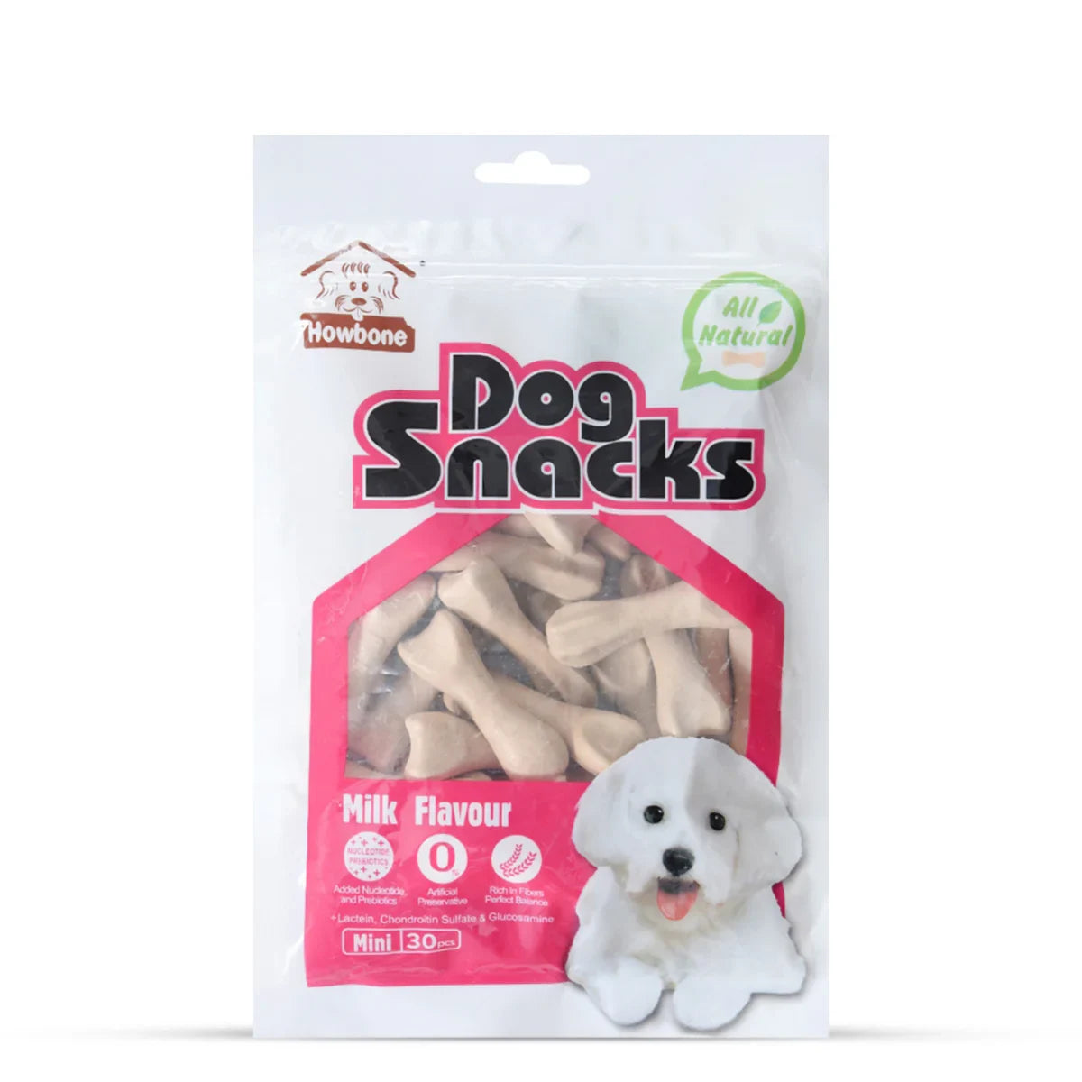 Gnawlers Howbone Dog Snack Mini 30-in-1 Milk Dog Treat  270g - Zigly