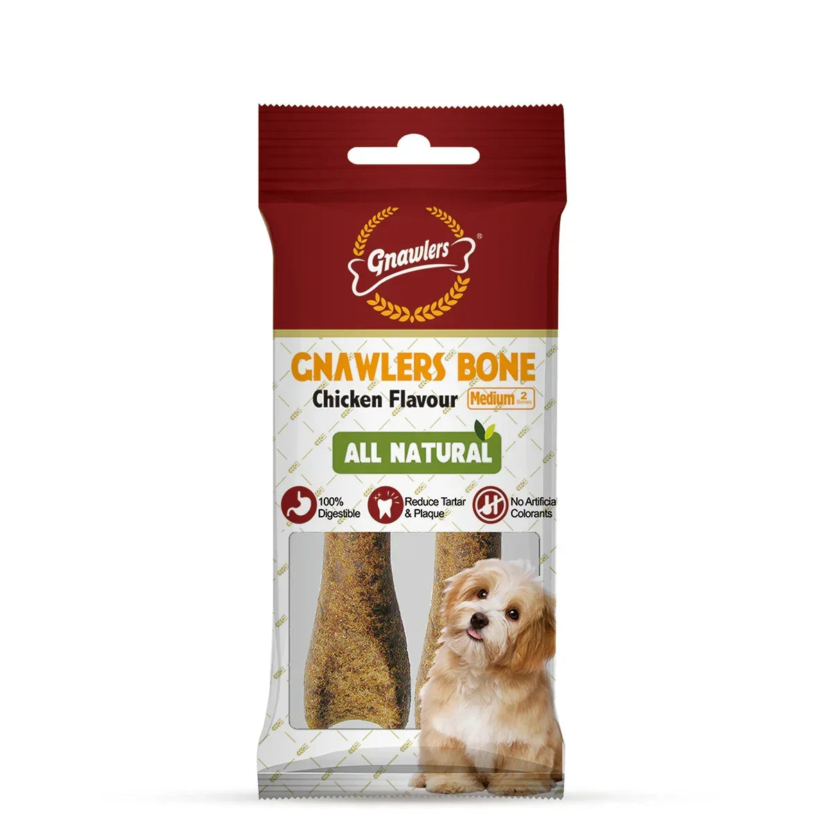 Gnawlers Bone Chicken Flavour Dog Dental Treats Medium - Zigly