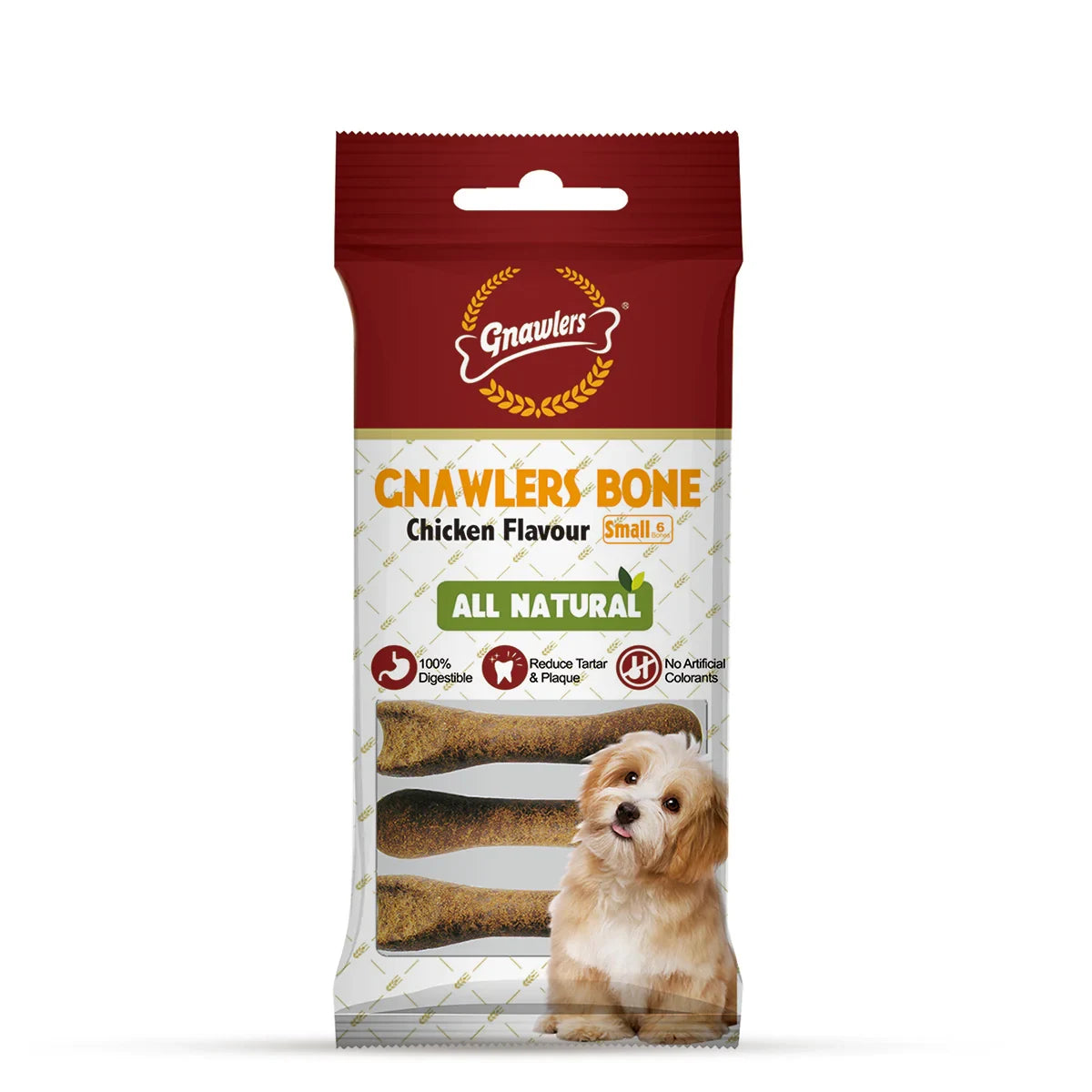 Gnawlers Bone Chicken Flavour Dog Dental Treats Small - 108g (6 Bones) - Zigly