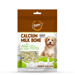 Gnawlers Calcium Milk Bone No Meat with Added Calcium 35 in 1 Medium Dog Dental Treat - 800g - Zigly