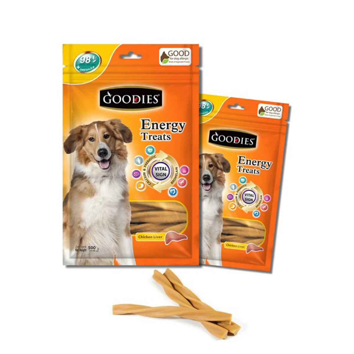 Goodies Energy Treats Chicken Liver Flavour Dog Dental Treat - 500g - Zigly
