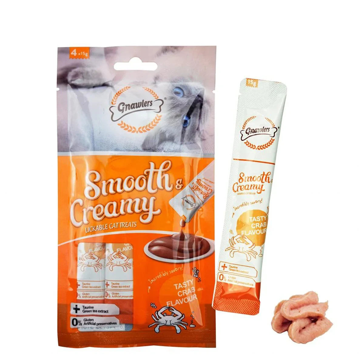 Gnawlers Creamy Treat Tasty Crab Cat Treat - 60g - Zigly