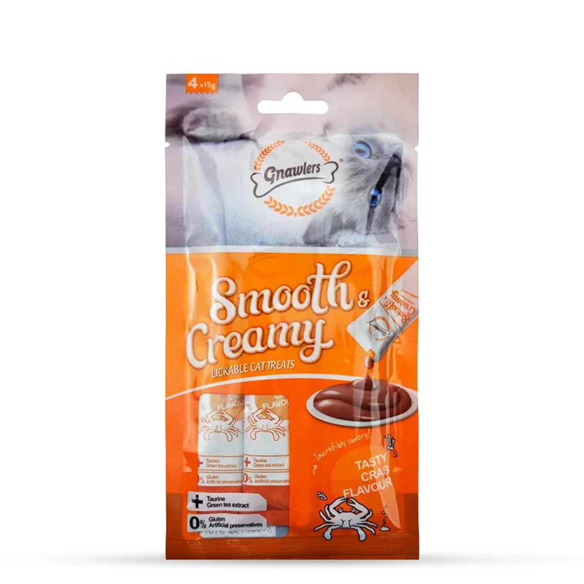 Gnawlers Creamy Treat Tasty Crab Cat Treat - 60g - Zigly