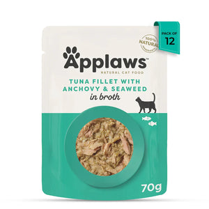 Applaws Tuna Fillet with Whole Anchovy & Seaweed Wet Cat Food - All Breeds Adult - 70g (Pack Of 12) - Zigly