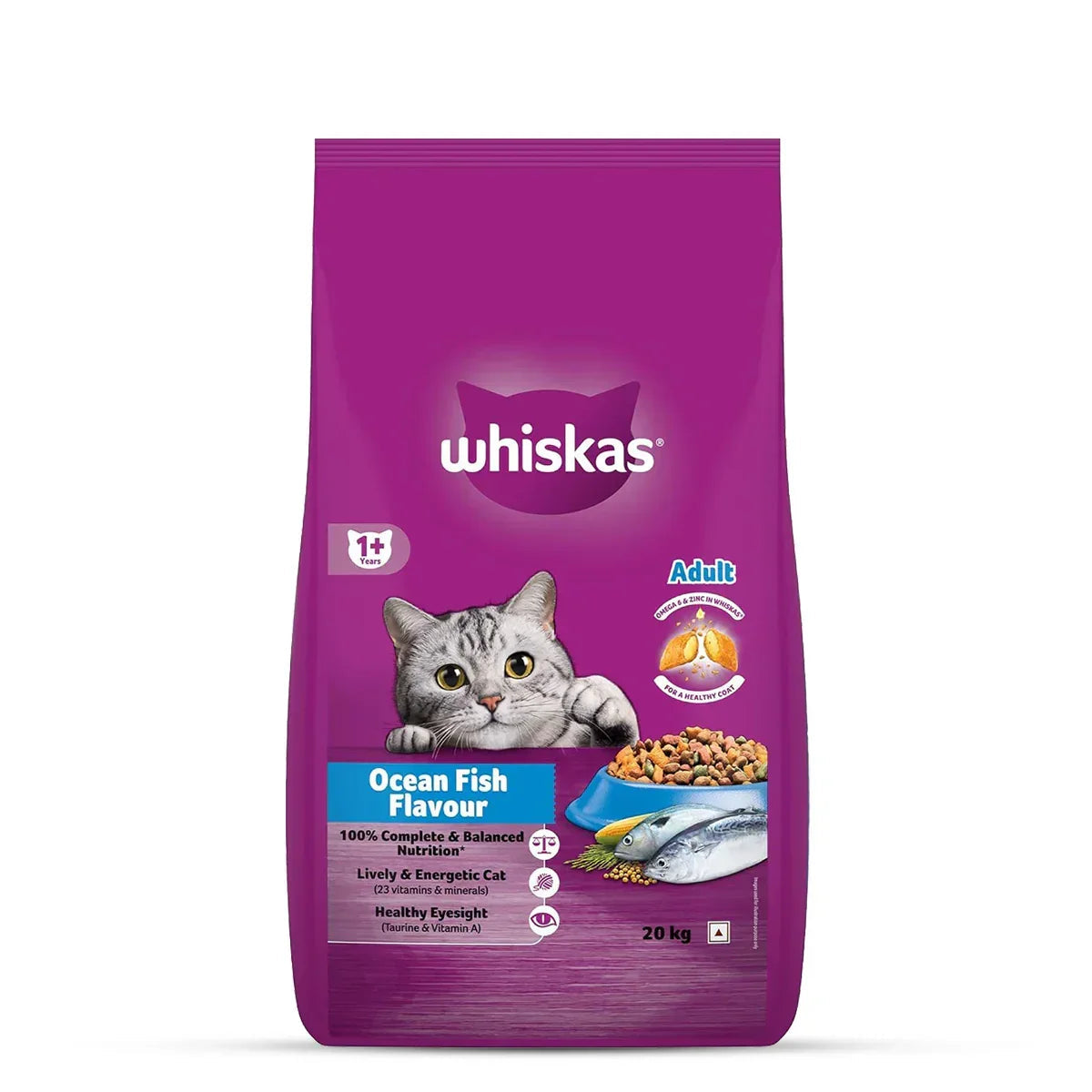 Whiskas Ocean Fish Flavour Dry Cat Food - All Breed Adult (+1 year) - Zigly