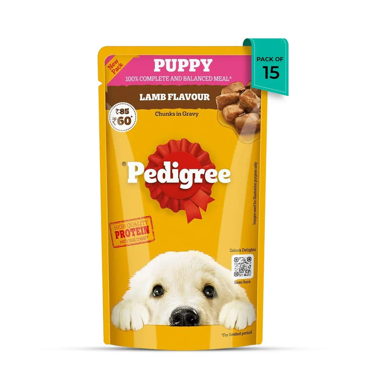 Pedigree Lamb Flavour Chunks in Gravy Puppy Wet Dog Food - 130g - Zigly