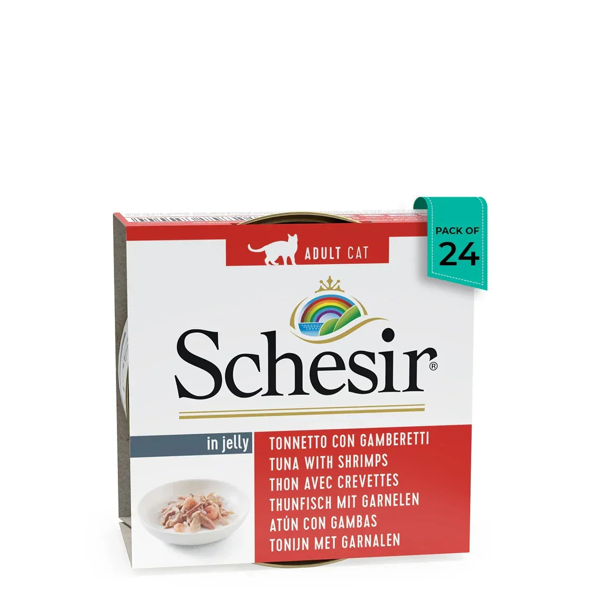 Zigly Schesir adult cat food pack of 24 tuna with shrimps in jelly