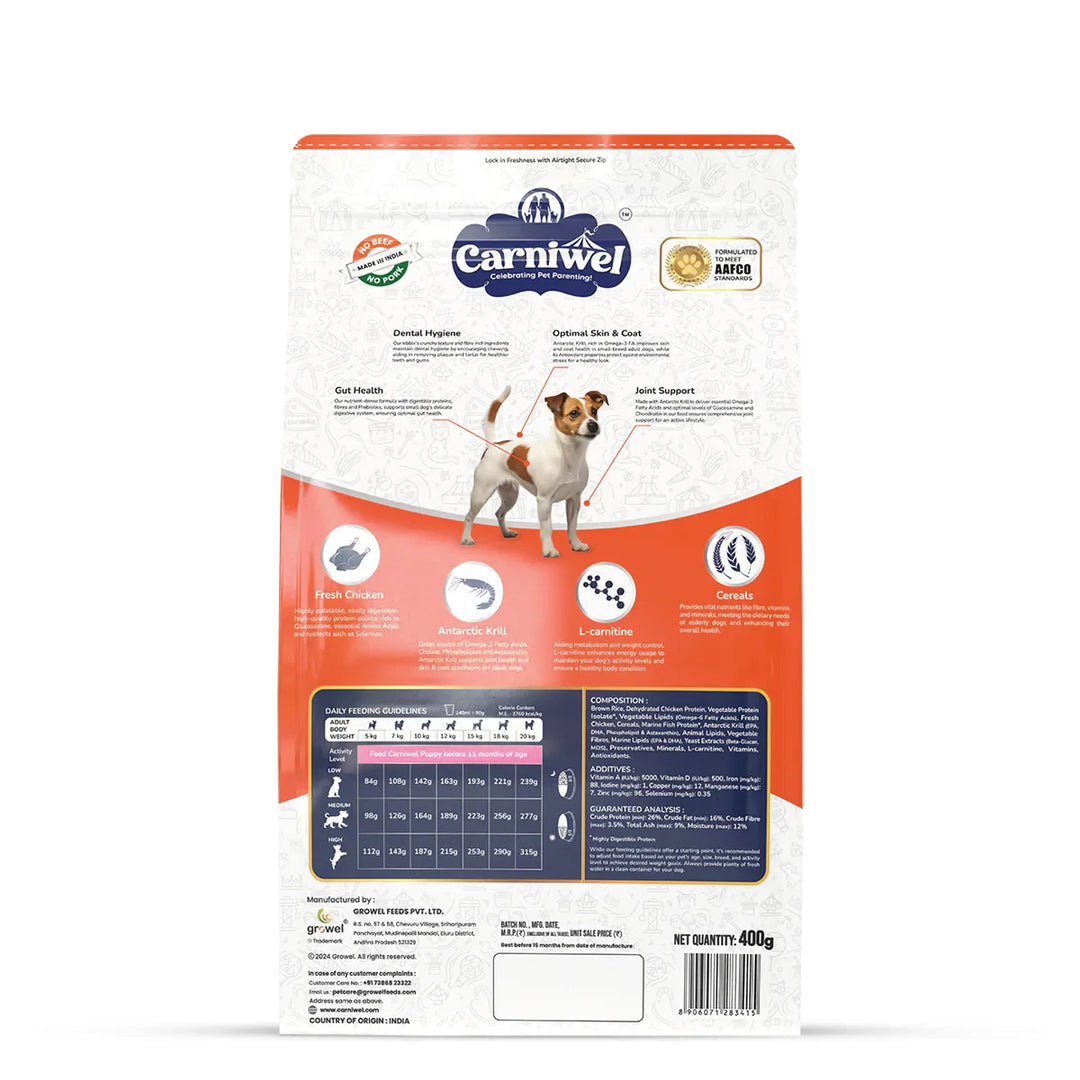 Carniwel Fresh Chicken Dry Dog Food for Small Breed, Adult - Zigly