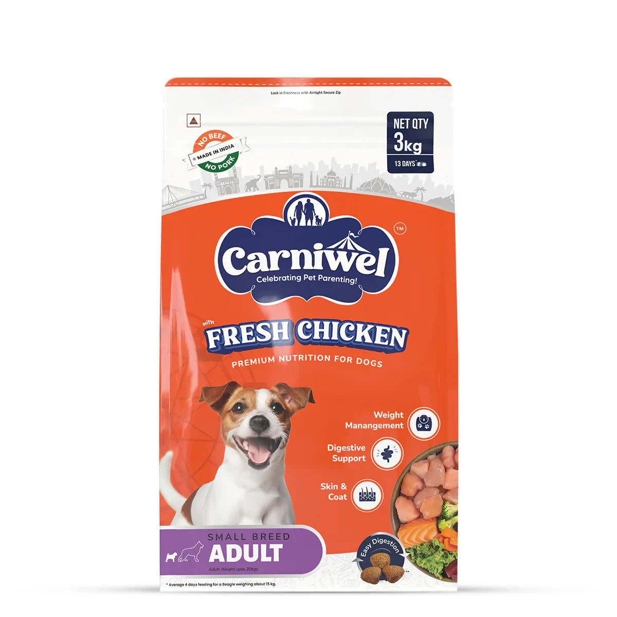 Carniwel Fresh Chicken Dry Dog Food for Small Breed, Adult - Zigly